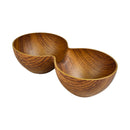 Evelin Double Section Plastic Serving Bowl - Wooden-Style Finish - Made In Turkey