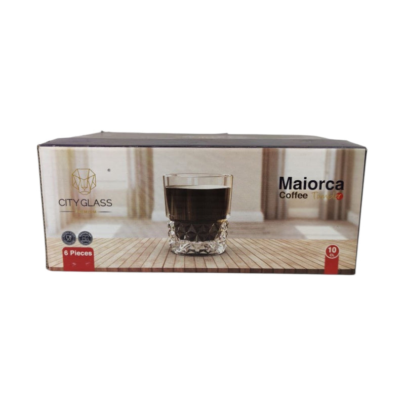 Box of Maiorca Coffee glasses with a glass of coffee on the label