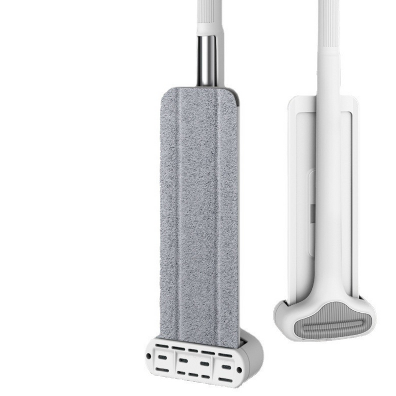 Hands-Free Flat Mop With Microfiber Pad - Dual Squeegee Design For Wet And Dry Cleaning