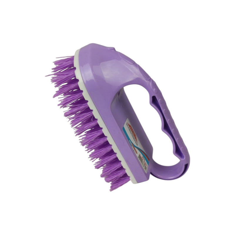 Purple brush with a white handle on a white background