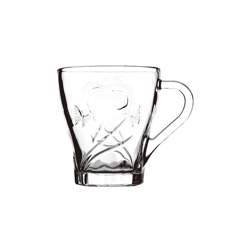 Blinkmax 260ml Glass Mug Set Of 6 - Elegant Design With Handle For Hot And Cold Beverages