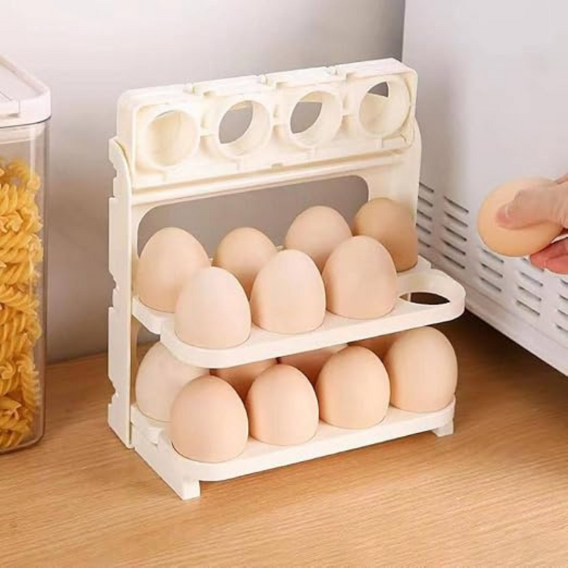 Folding Plastic Egg Tray For Kitchen Storage – Stackable And Space-Saving Egg Holder For Fridge Or Pantry | Cupindy