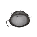 Black metal fire pit screen on a white background