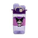 Front View of Purple Kids Water Bottle with Kuromi Character – Leak-Proof Dual Cap and Straw – Cartoon Plastic Bottle – Cupindy Egypt