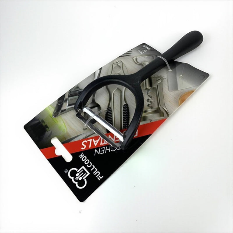 Black kitchen tool on a branded packaging card with a white background