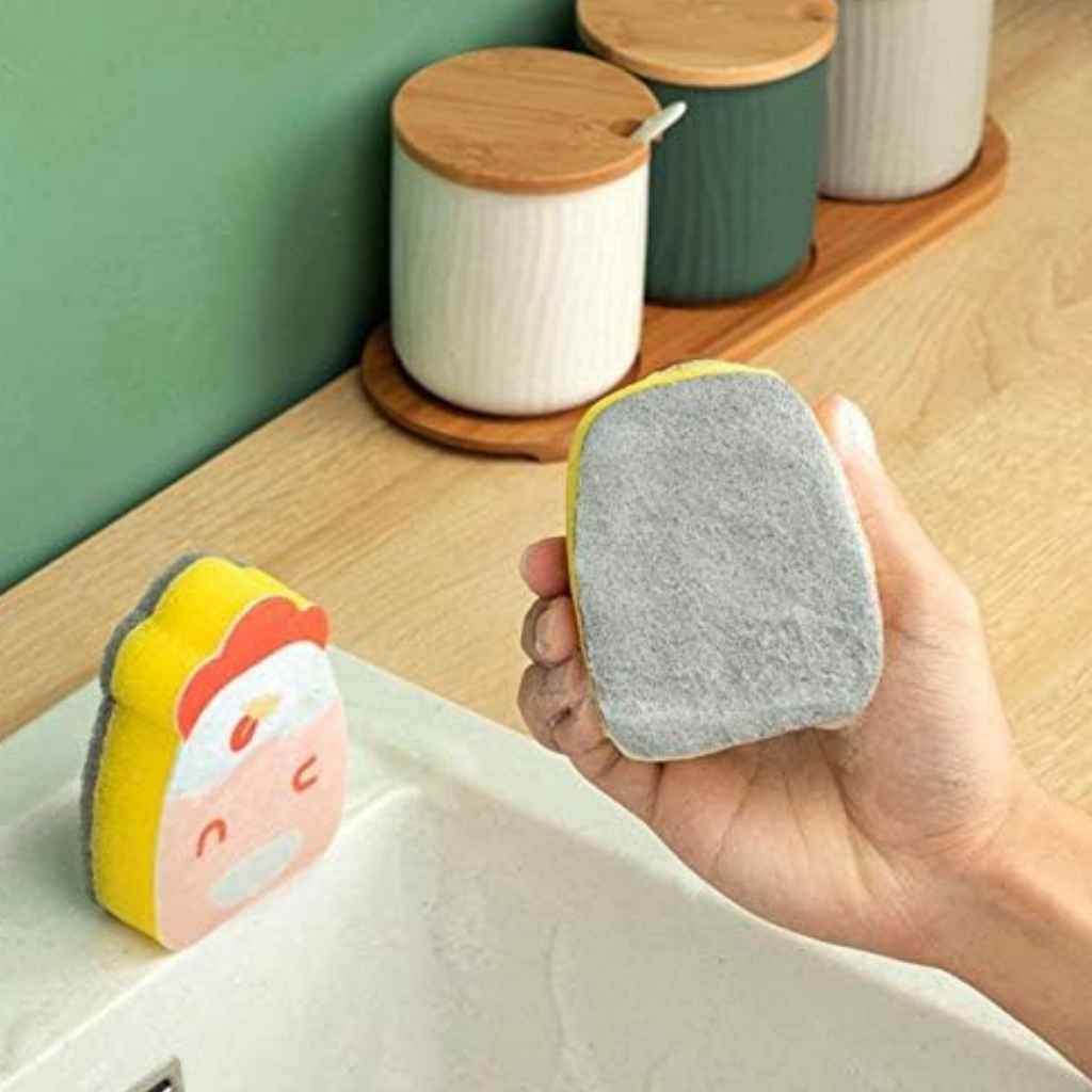 Thick sponge scrubber for kitchen grease removal