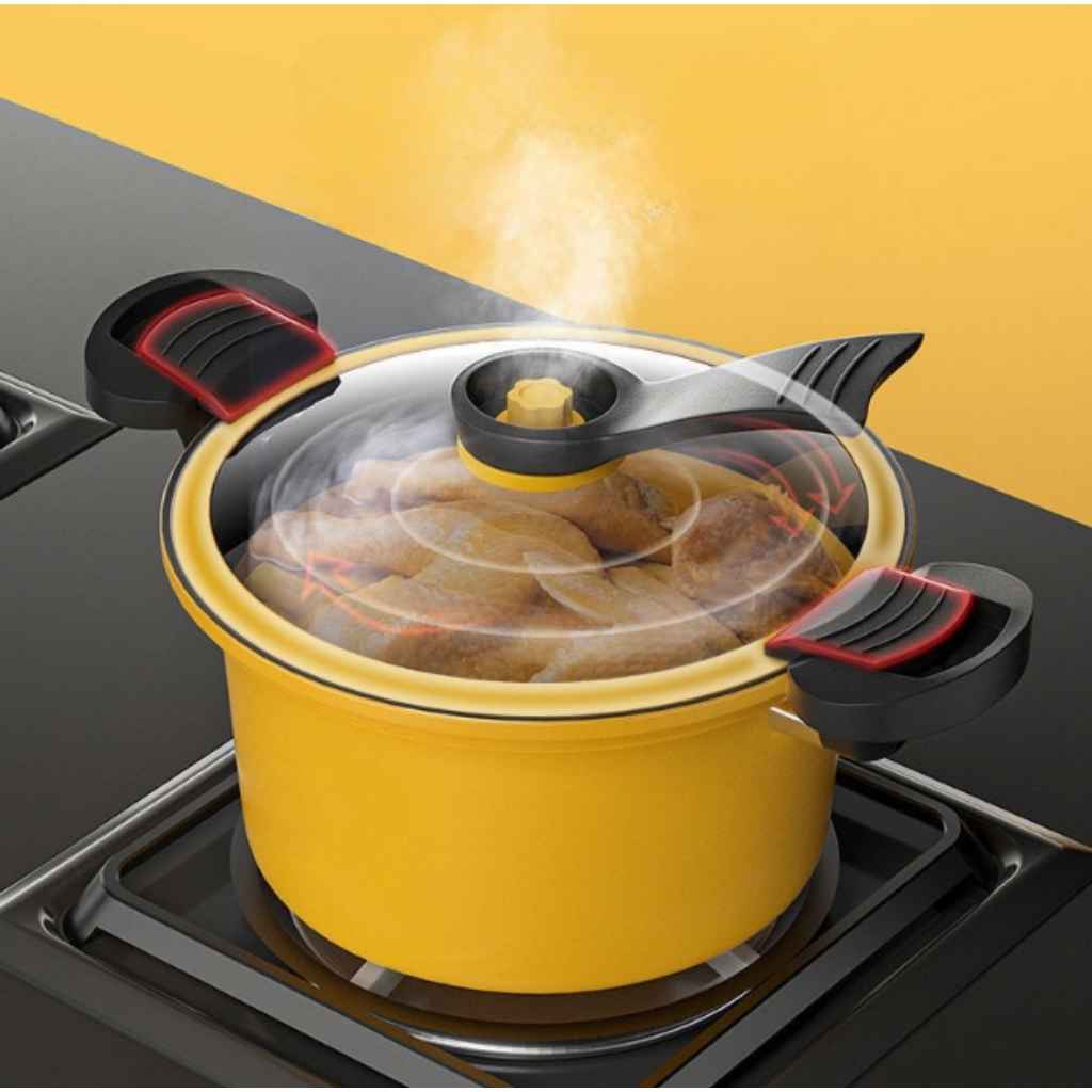 22cm non-stick cooking pot ideal for soup, rice, and vegetables