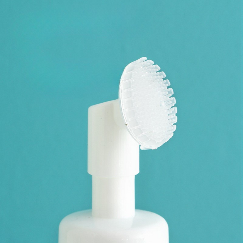 Close-Up of Soft Silicone Brush Head on Foaming Soap Dispenser – Gentle Texture for Skin – Cupindy