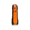 Orange brush with black bristles on a white background