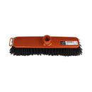 Orange broom with black bristles on a white background