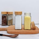 24-Pcs Square Glass Spice Jars - Bamboo Lid Containers with Labels, Kitchen Organizer