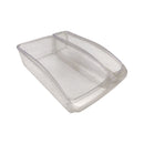 Clear plastic container on a white background