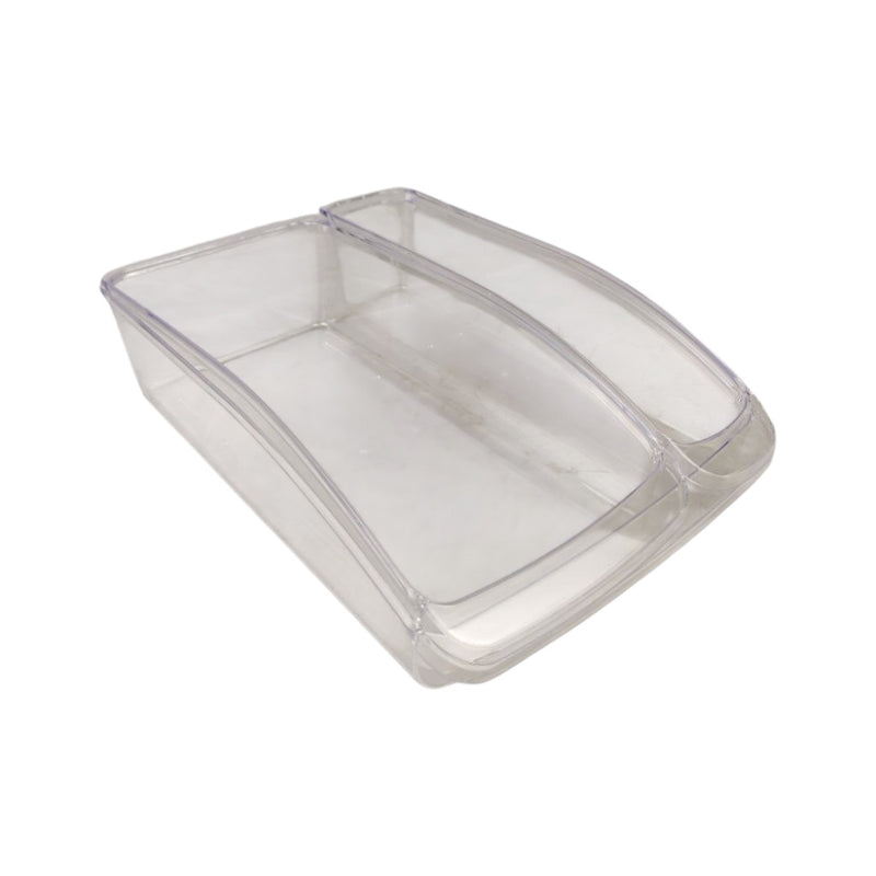 Clear plastic container on a white background