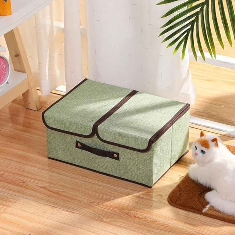 Green Neutral Color Fabric Storage Box For Bedroom Closet Or Under Bed Use