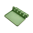 حامل أدوات مطبخ سيليكون – قاعدة مقاومة للحرارة لوضع الملاعق مع صينية لتجميع السوائل