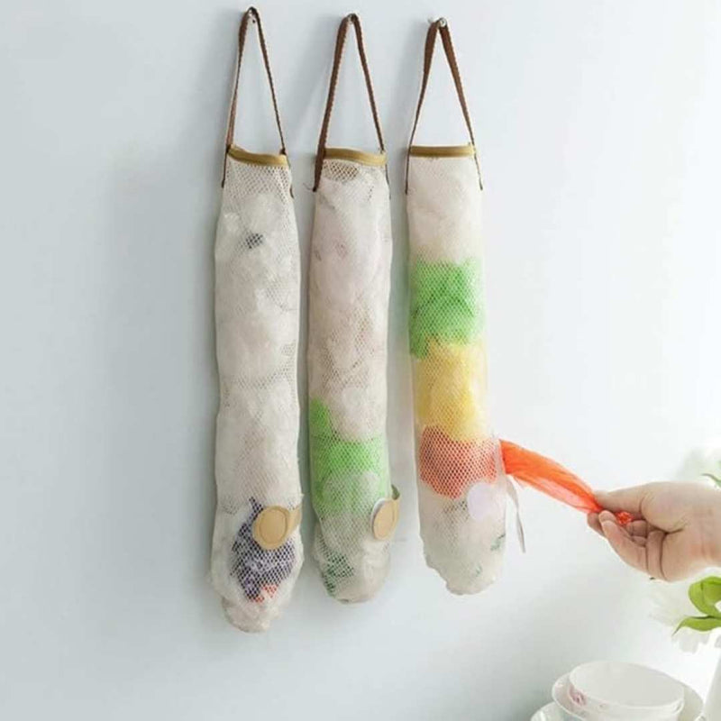 Hanging Mesh Bag for Vegetables - Reusable Kitchen Storage Bag with Bottom Opening