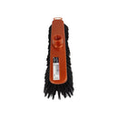 Cleaning brush with black bristles and orange handle on a white background
