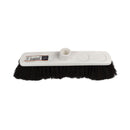 White broom with black bristles on a white background