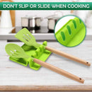 حامل أدوات مطبخ سيليكون – قاعدة مقاومة للحرارة لوضع الملاعق مع صينية لتجميع السوائل
