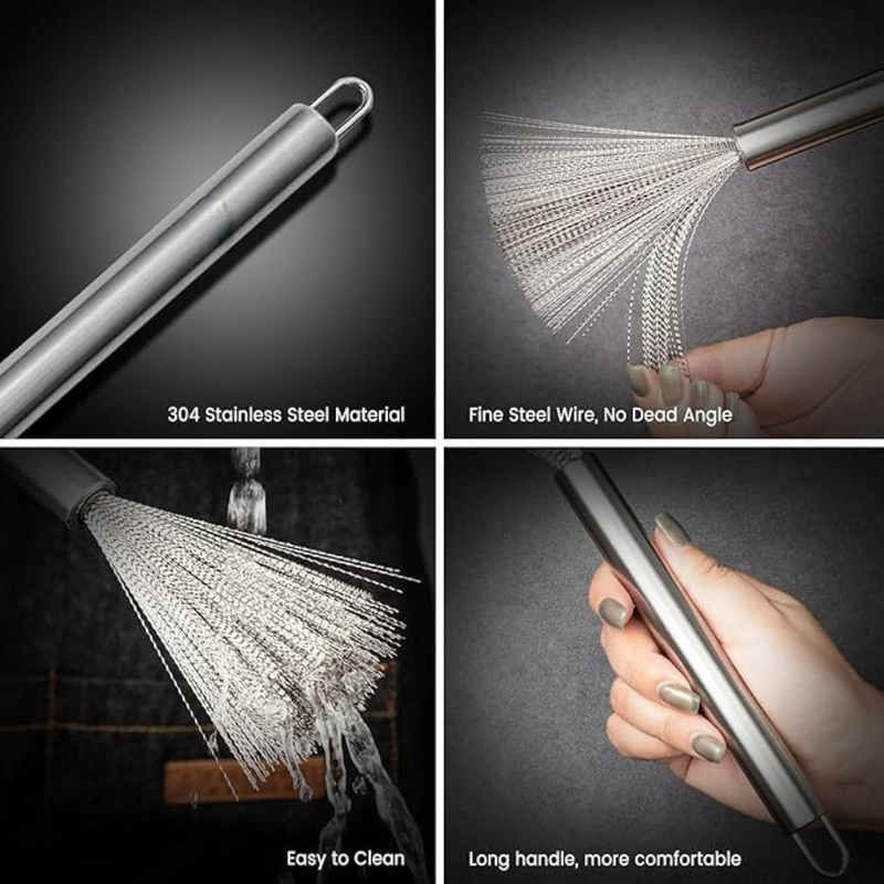 Heavy-Duty Stainless Steel Cleaning Brush For Pots, Pans, Drains, And Stove Cleaning