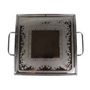 Square Italian stainless tray with decorative border and handles – cupindy