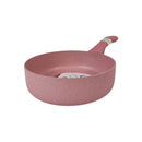 Pink frying pan on a white background