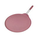 Pink pizza stone with a handle on a white background