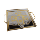 Elegant Italian Stainless Steel 18/10 Gold-Plated Serving Tray With Handles | Width 40 Cm