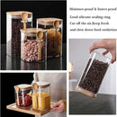 Set of 3 Glass Storage Jars with Wooden Lids and Spoons – Airtight Kitchen Containers