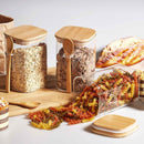 Set of 3 Glass Storage Jars with Wooden Lids and Spoons – Airtight Kitchen Containers
