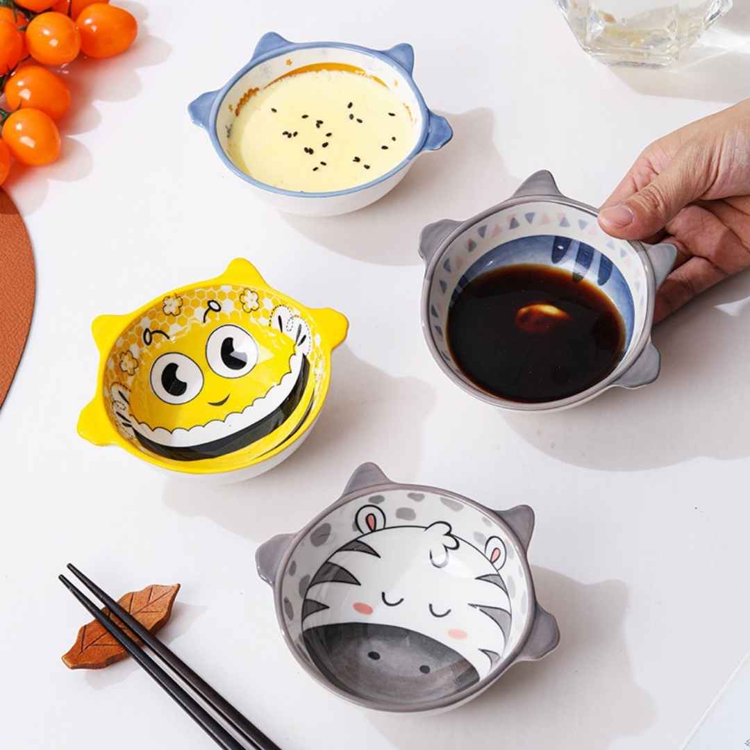 Mini Kids Sauce Bowls With Cartoon Faces – 100ML