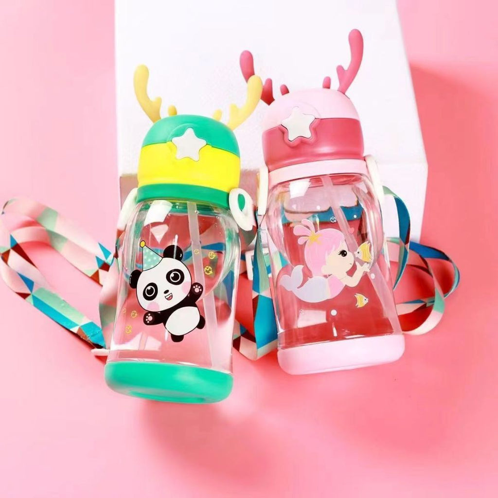 600ml Kids Water Bottle With Straw And Strap - Leakproof | Cupindy