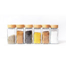 24-Pcs Square Glass Spice Jars - Bamboo Lid Containers with Labels, Kitchen Organizer