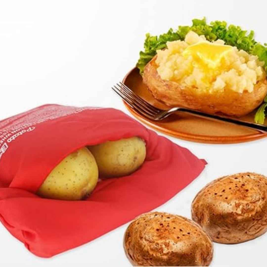Fast potato cooking bag for microwave use, ideal for baked potatoes in minutes | Cupindy