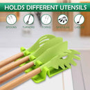 حامل أدوات مطبخ سيليكون – قاعدة مقاومة للحرارة لوضع الملاعق مع صينية لتجميع السوائل