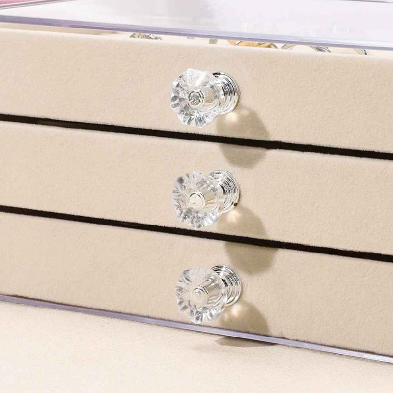Clear acrylic jewelry holder with removable velvet trays