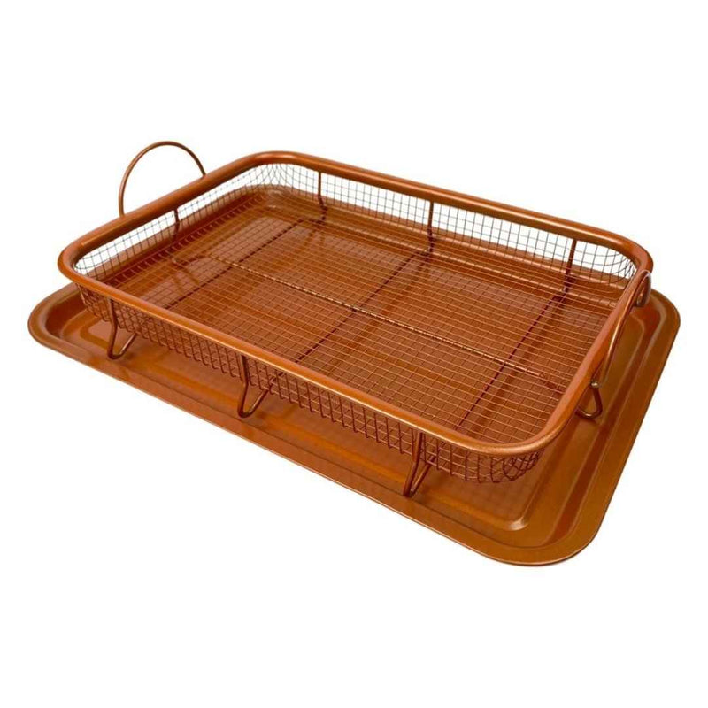 Air fryer basket set with non-stick copper finish for even heat – cupindy