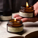 French Cade and Lavender scented candle in brown glass jar