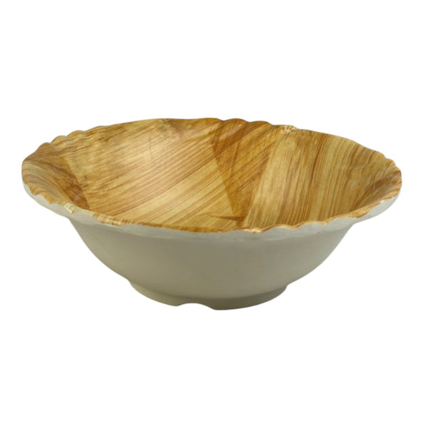 Plastic Bowl With Wooden-Style Finish - 15 Cm Elegant Serving Bowl - Lightweight And Durable