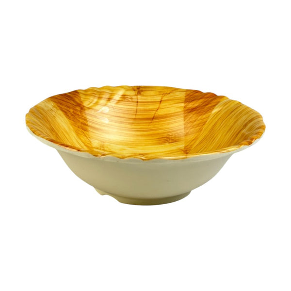 Plastic Bowl With Wooden-Style Finish - 18 Cm Durable Lightweight Serving Bowl