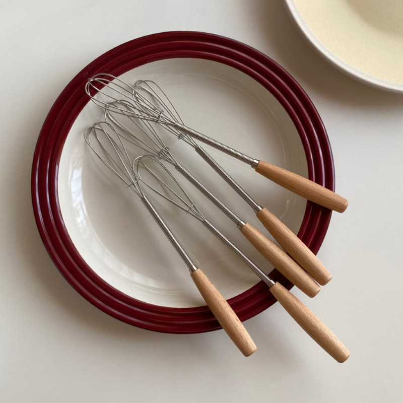 Mini Whisk With Wooden Handle For Effortless Mixing And Blending – Compact Design