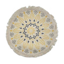 Round Linen Place Mat – Bohemian Pattern With Fringes, Decorative Dining Table Mat