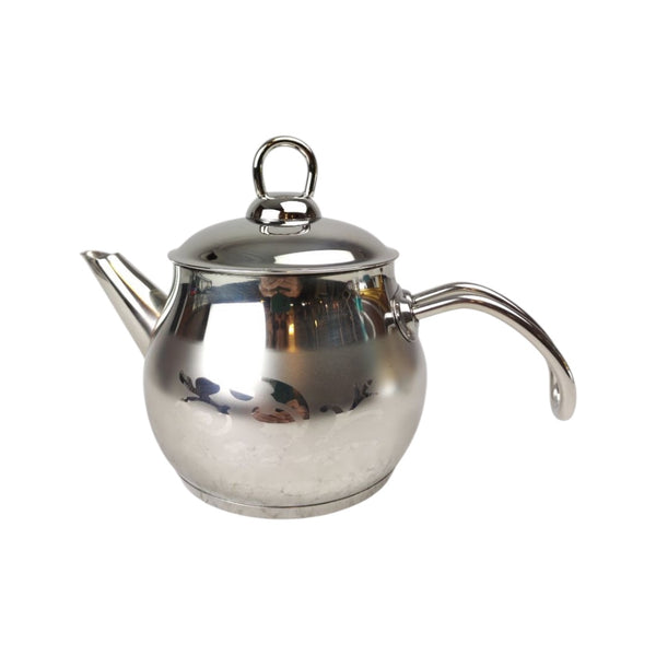 Silver teapot on a white background