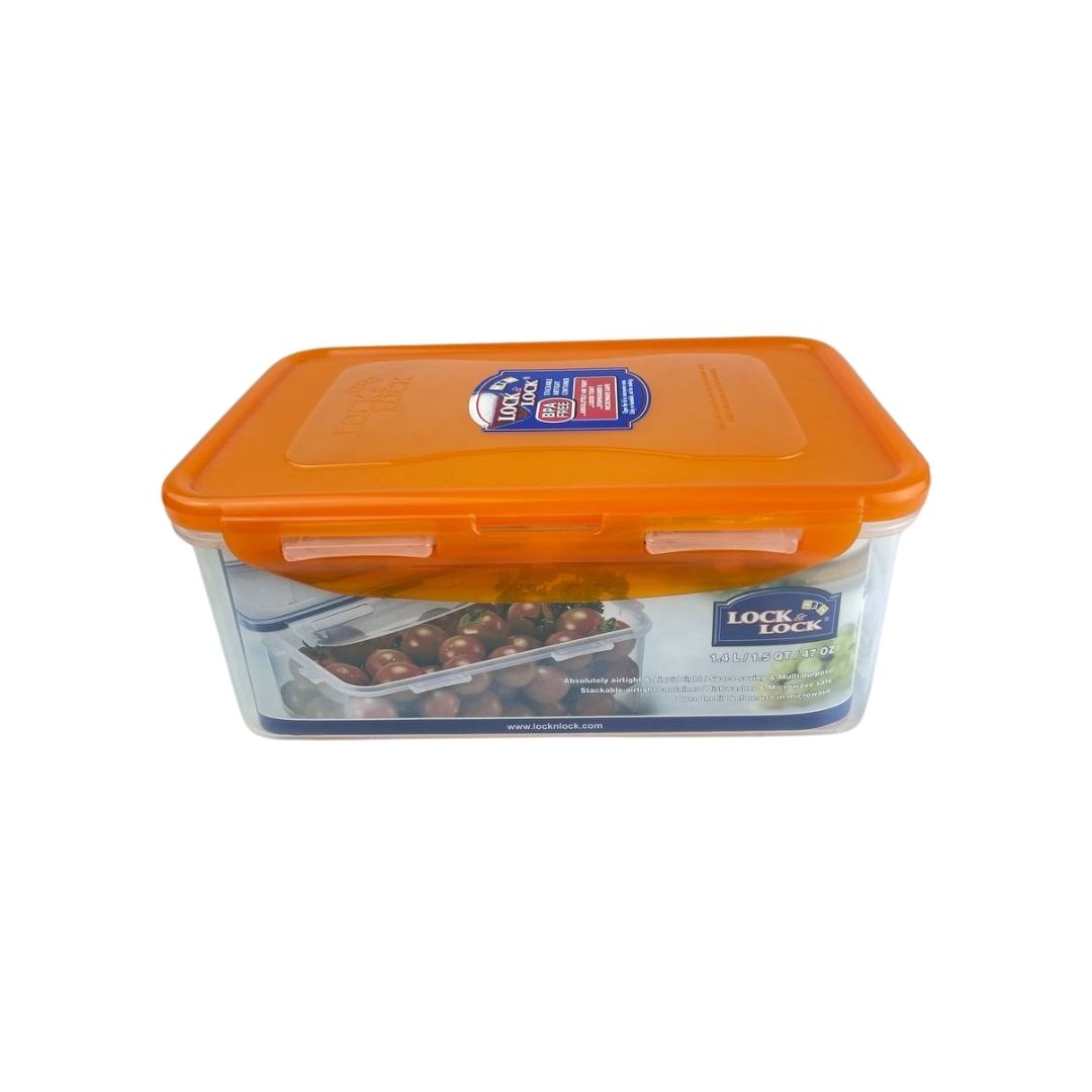 Lock & Lock 1.4L Airtight Food Storage Container With Orange Lid | Cupindy