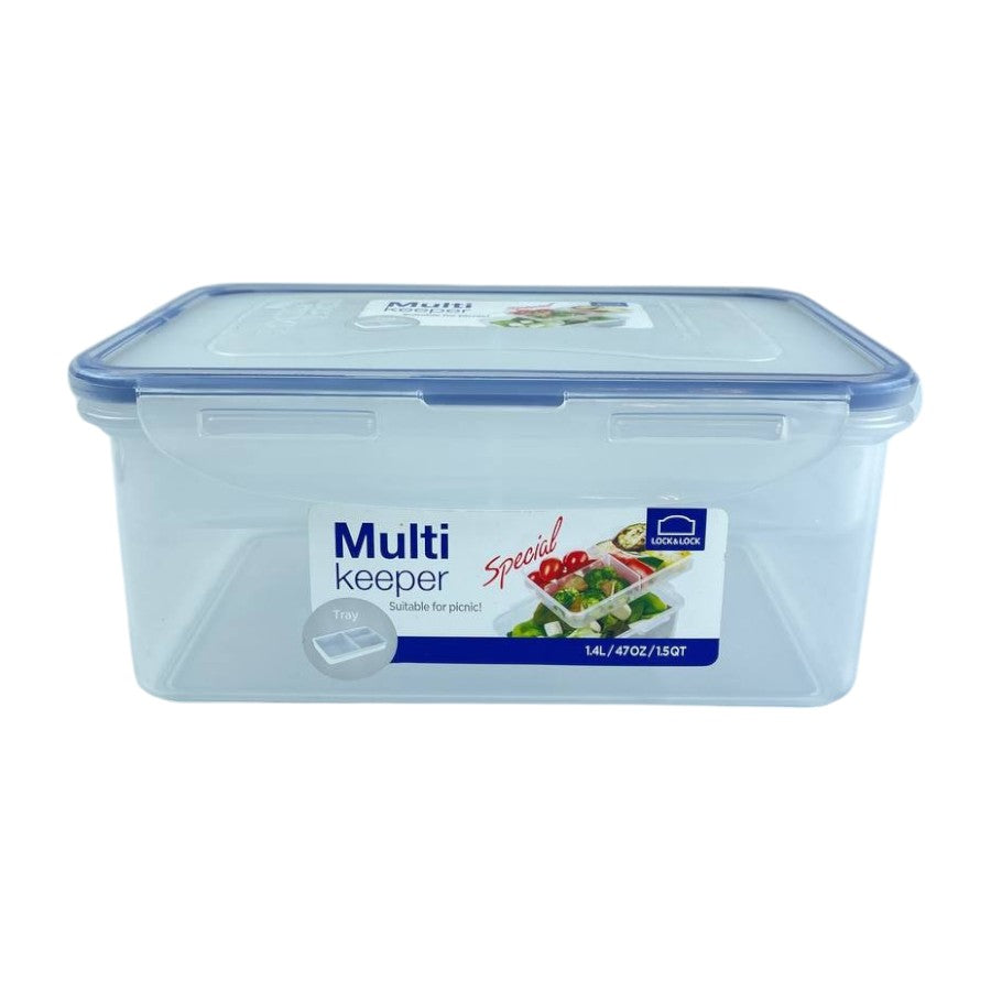 Look & Lock Airtight Multi-Keeper Food Storage Container, 1.4L Capacity, BPA-Free, With Tray