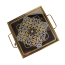 Elegant Italian Stainless Steel 18/10 Gold-Plated Serving Tray With Handles | Width 40 Cm