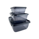 Merwy 3-Piece Black Plastic Storage Containers Set For Kitchen Organization | Cupindy