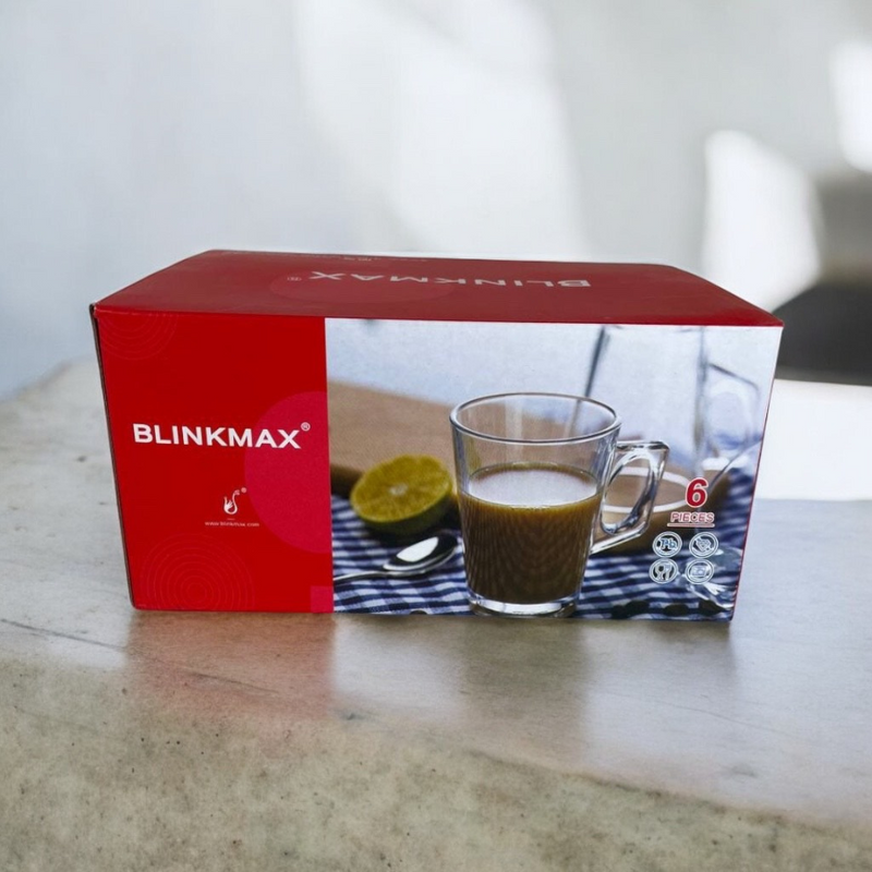 Blinkmax Glass Cup Set Of 6 With Minimalist Design – Durable And Sleek 130ml Capacity For Tea And Espresso