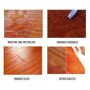 Wooden surface with different treatment effects labeled 'Moisture and Antifouling', 'Enhanced Hardness', 'Enhance Gloss', and 'Repair Scratch'.