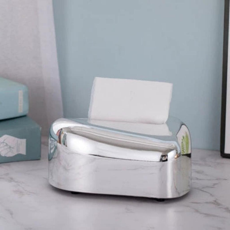 Acrylic Tissue Box Holder With Metallic Finish – Modern Decorative Napkin Organizer